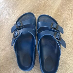 Birkenstock Blue Two-Strap Sandals with Contoured Footbed